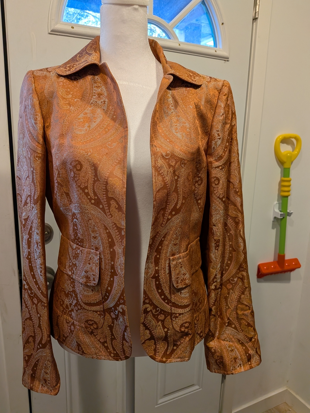Women's Paisley Open-Front Blazer in Persimmon